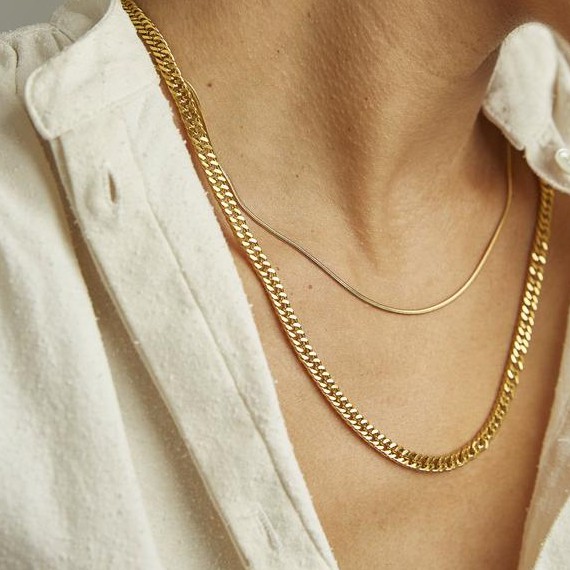 Snake Chain, 18k Saudi gold necklace, Necklace For Men, Gold Plated Necklace,  24 Inches