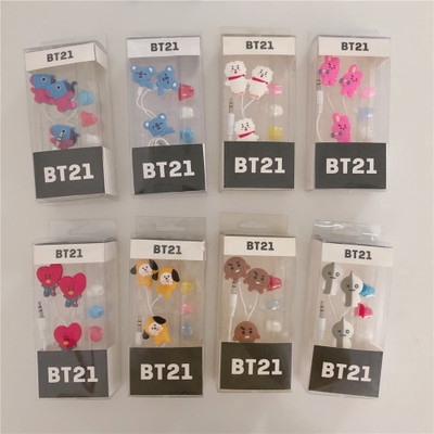 BTS BT21 Headphones Creative Cartoon Cute In Ear Earphones Student