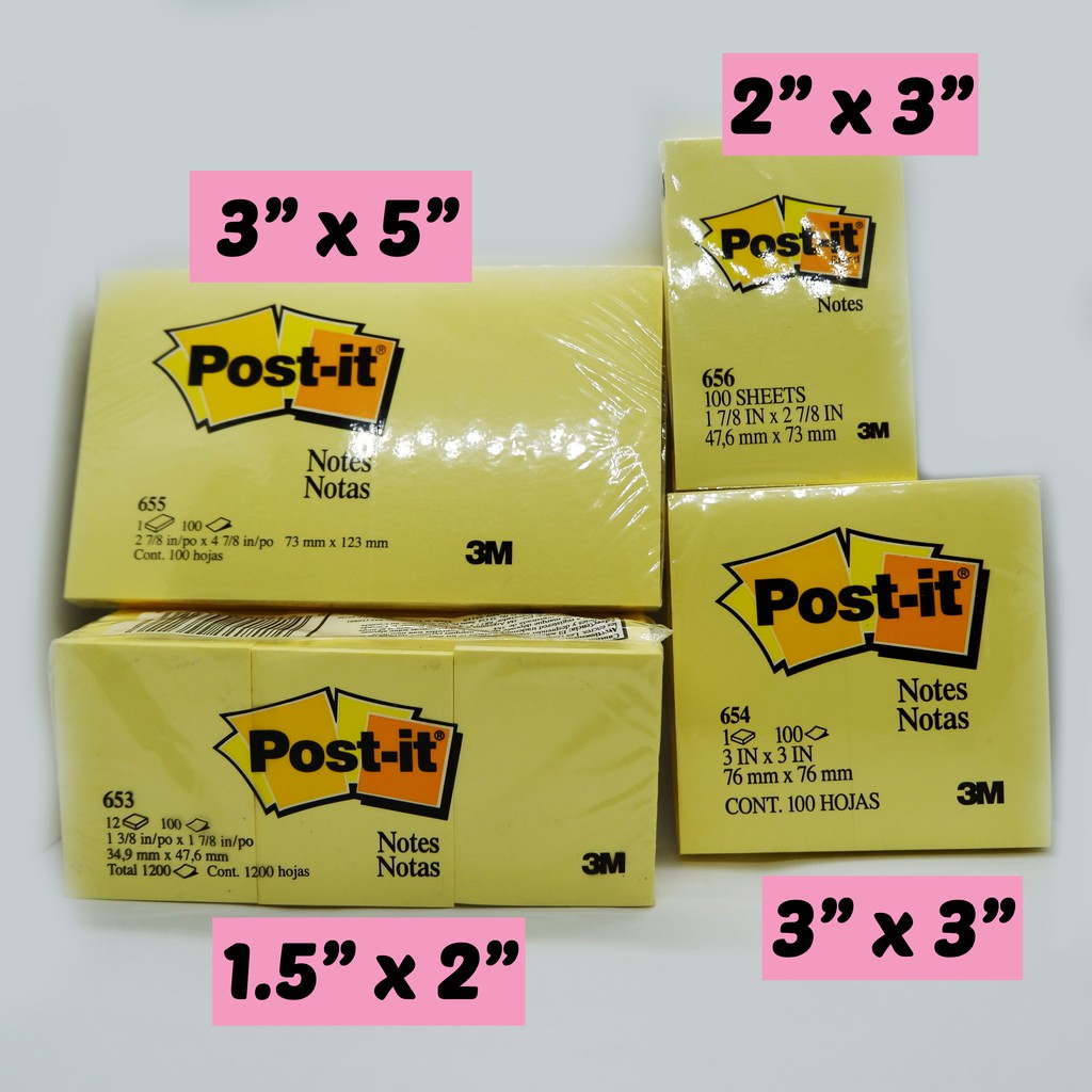 Sticky notes clearance sizes