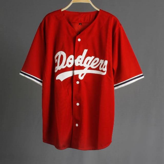 Short Sleeve Soft Dry Fit Red Dodgers Baseball Shirt Jersey for Unisex