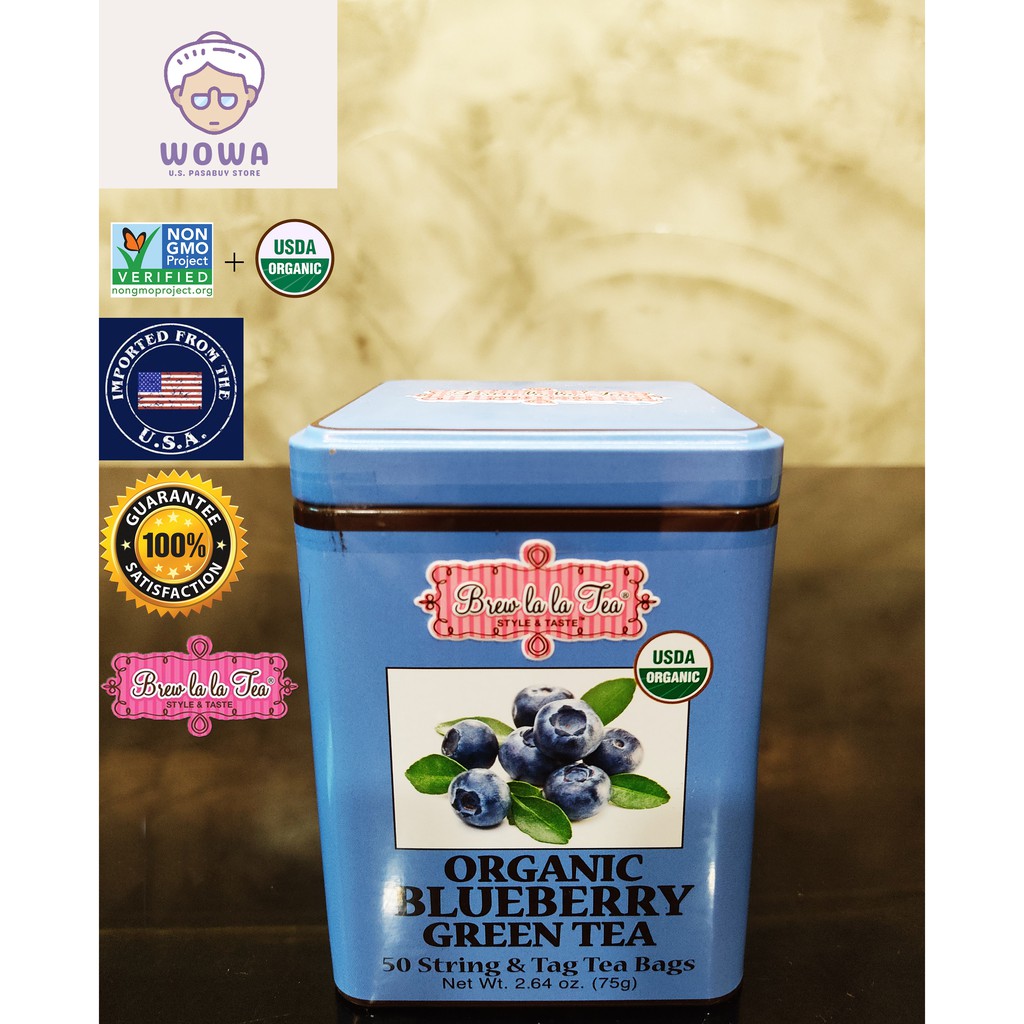 Brew La La - Organic Green Tea Blueberry - 50 Tea Bags 