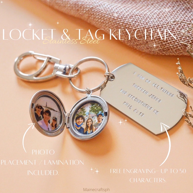 Engraved locket keychain sale