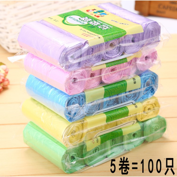 5 Rolls 1 Pack 100Pcs Household Disposable Trash Pouch Kitchen