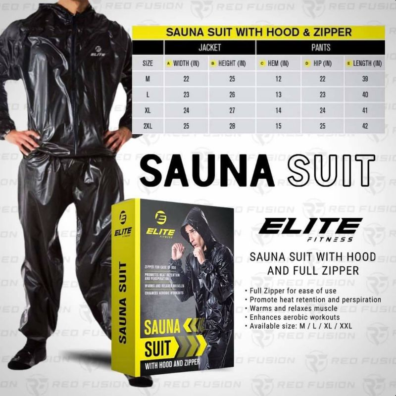 Elite Fitness Sauna Suit with Hood and Zipper | Shopee Philippines