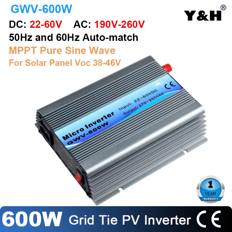 600W Solar Grid Tie Microinverter DC11-32V to AC230V Pure Sine Wave  Inverter CE
