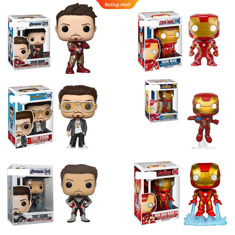 Funko Pop! 《The Avengers》 Iron Man Tony Stark 304# 66# 226# 449# 529# 126#  Keychain and Vinyl Action Figure Toys model Dolls Design Toys 【Bolive】