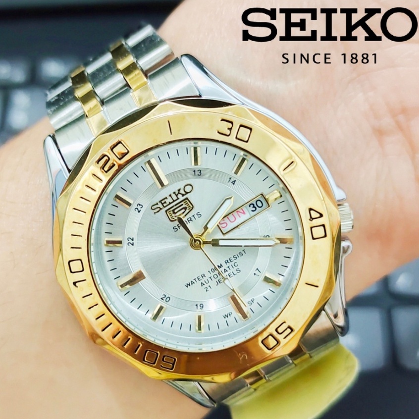 Seiko 5 automatic outlet gold silver