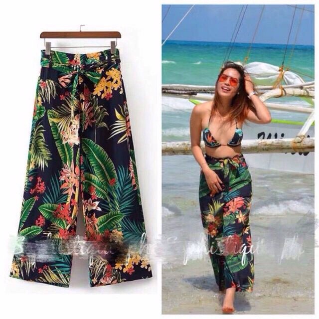 Jomibel Fashion Tropical pants beach Summer Bamboo Square Pants