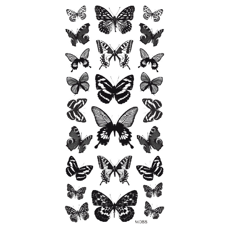 Realistic Dark Butterfly Printable Temporary Tattoo Paper Sticker