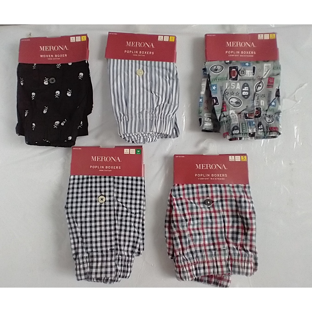 Merona Boxer Shorts Boxers Poplin S-M-L Assorted Designs NewUSA | Shopee  Philippines