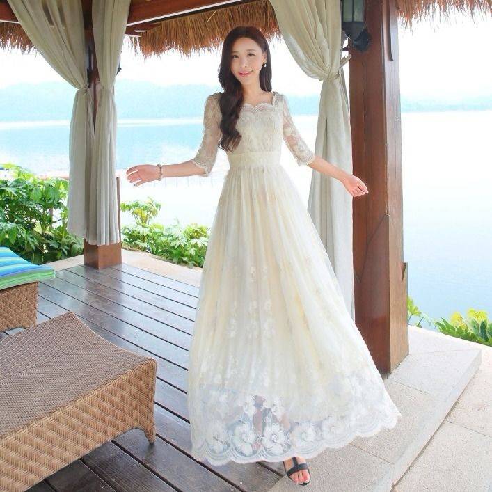 Korean white dress best sale