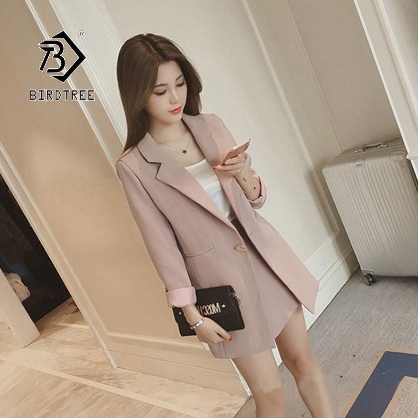 2019 Chic Autumn New Women's Suits Blazer Tops And Skirt Fashion Two Pieces  Set Office Lady Formal