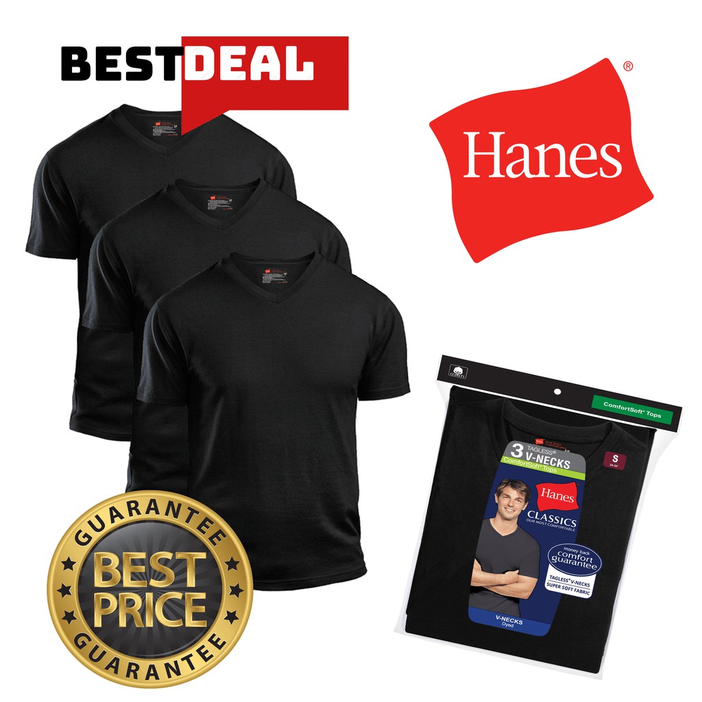 Hanes black v outlet neck t shirts