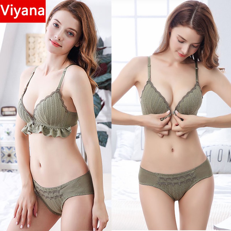 Generic French Style Triangle Cup Bras For Women Front Buckle Cotton Bra  Girl Summer Thin Soft Sexy Push Up Seamless Invisible Underwear