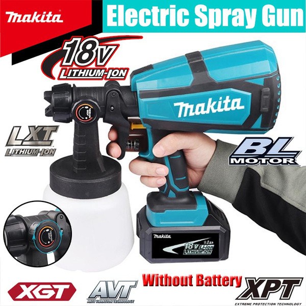 2022 New Makita Electric Brushless Airless Paint Sprayer 1000ML 2000W Removable High Preesure Electric Paint Sprayer Without Battery Suitable for 18V