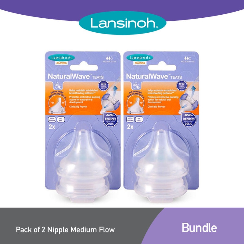 Lansinoh mOmma Medium Flow Nipples - 2 Pack