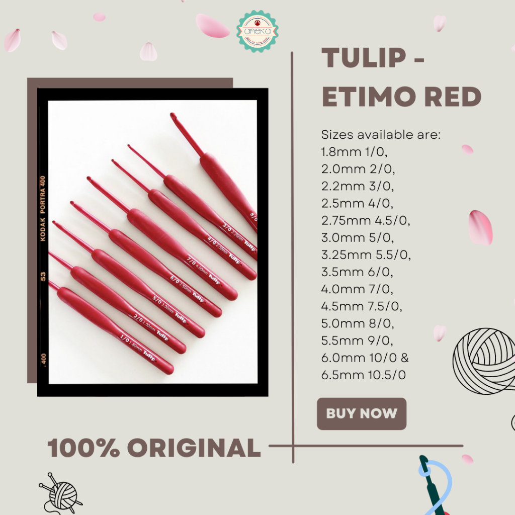 Tulip Etimo Rose Steel Crochet Hook w/Cushion Grip : Size 0 (1.75mm) 