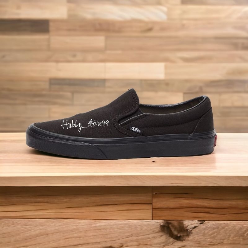 All black outlet vans slip ons