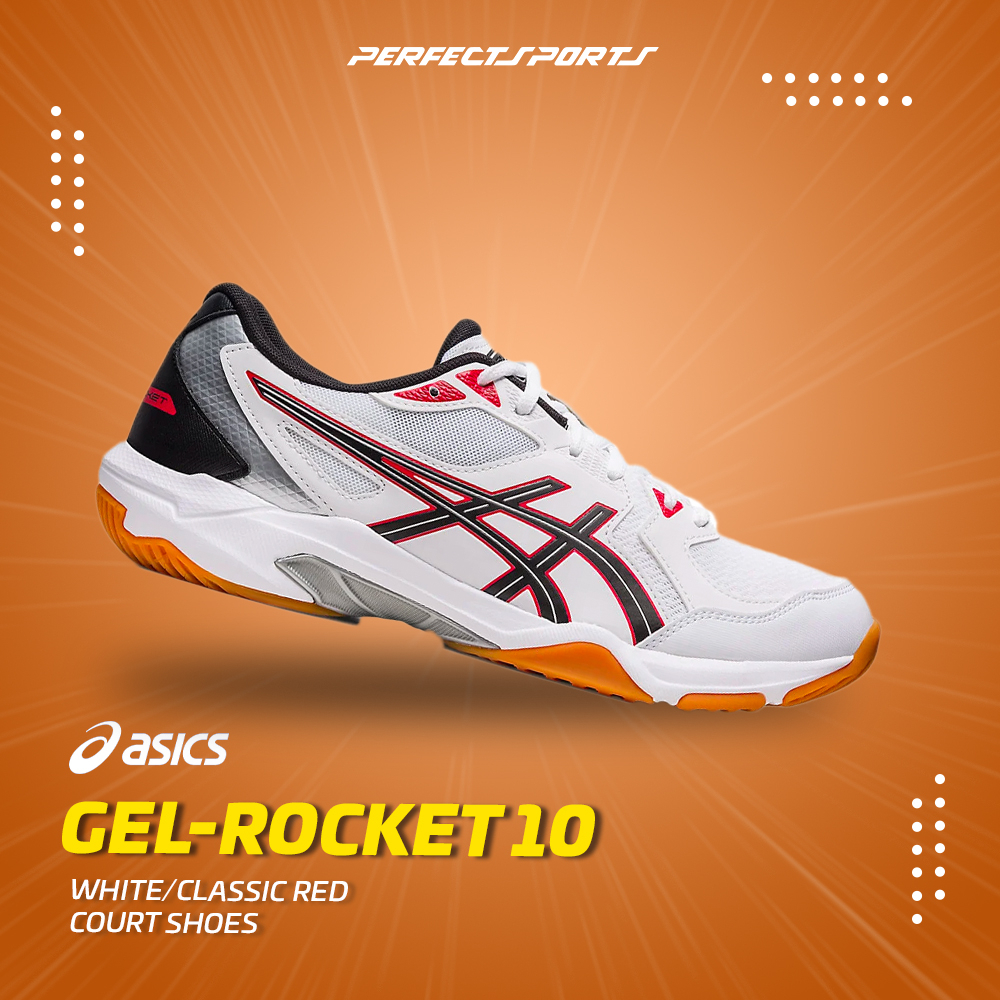 Asics gel rocket 9 men's shoes white classic red sale