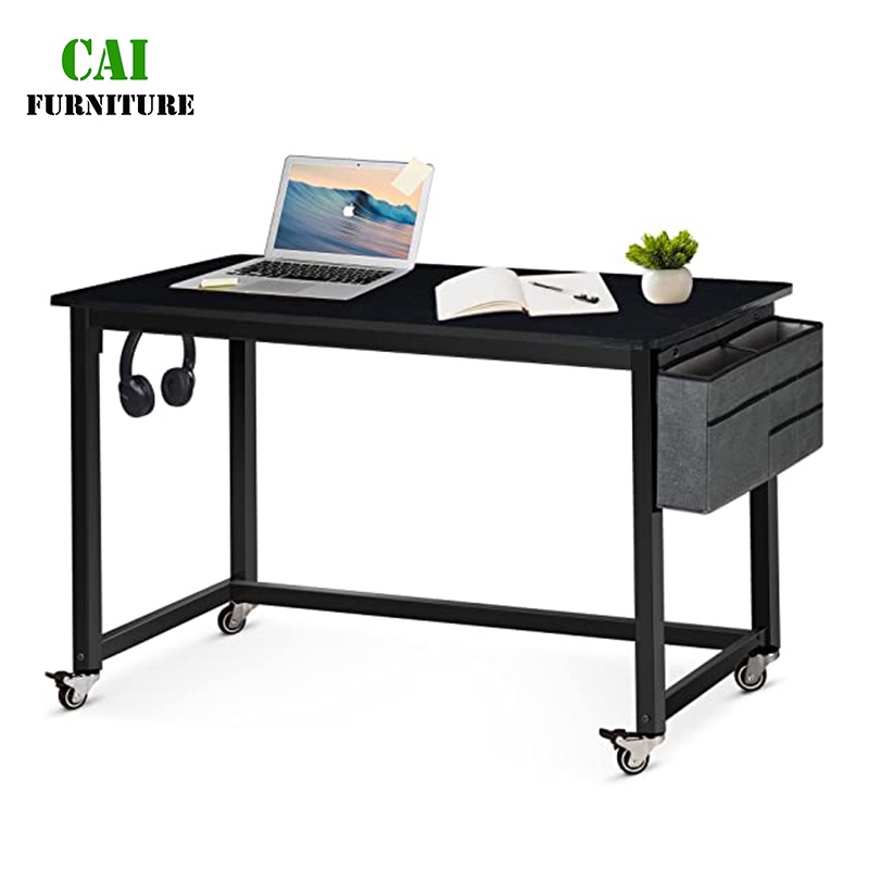 Cai Furniture Rolling Computer Desk With 4 Smooth Wheels Black