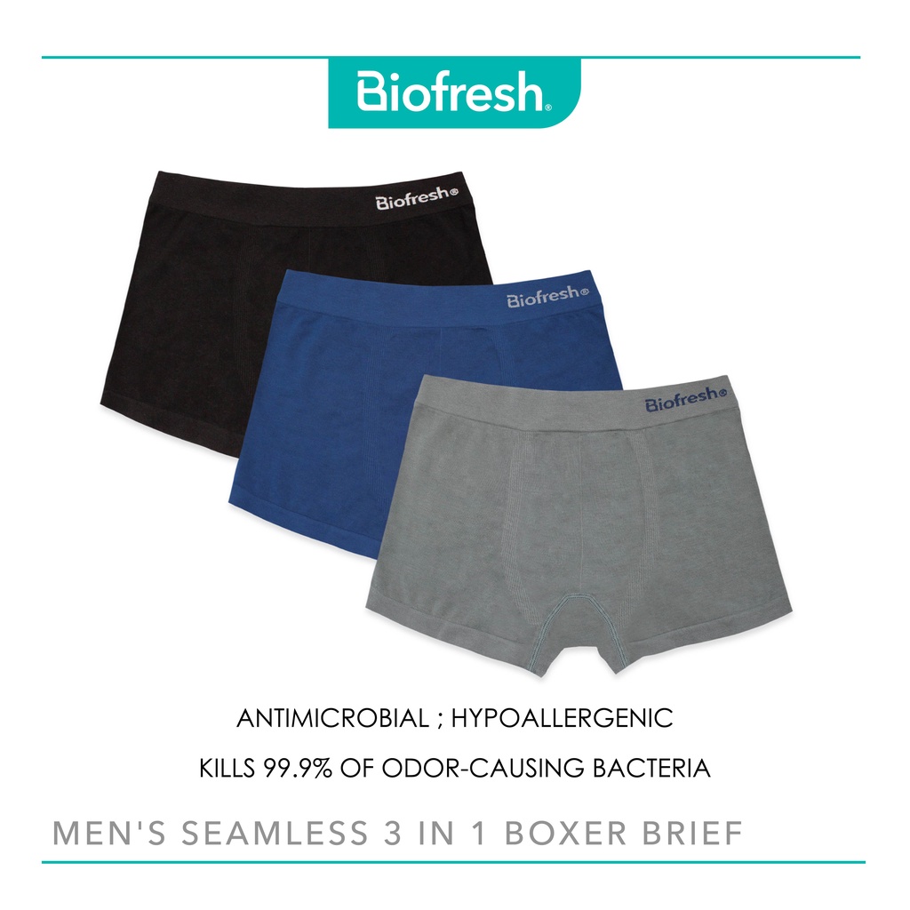 Biofresh Men s Antimicrobial Seamless Boxer Brief 3 pieces in a