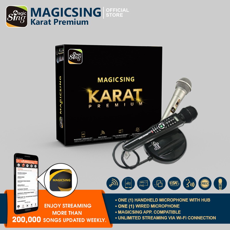 Magic Sing Karat Premium WiFi Series Wired Microphone with Additional Microphone Hub