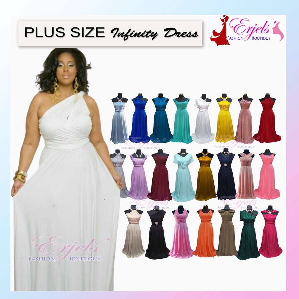 COD) PLUS SIZE XL-3XL Infinity Dress Floor Length with Tube, Cotton  Spandex