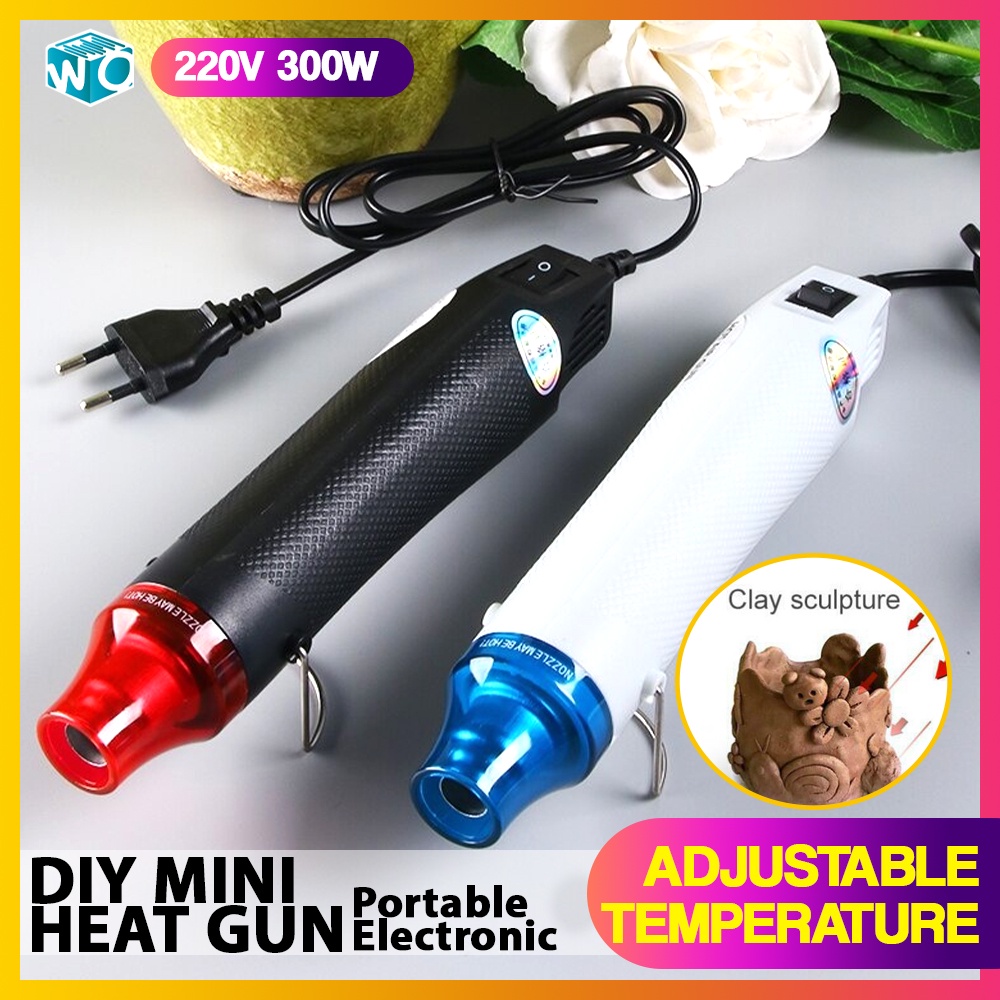 300W Heat Gun Electric Power Mini Hot Air Gun Blower with Shrink Tubing  Heat Shrink Gun for DIY Craft Wrap Plastic Rubber Stamp