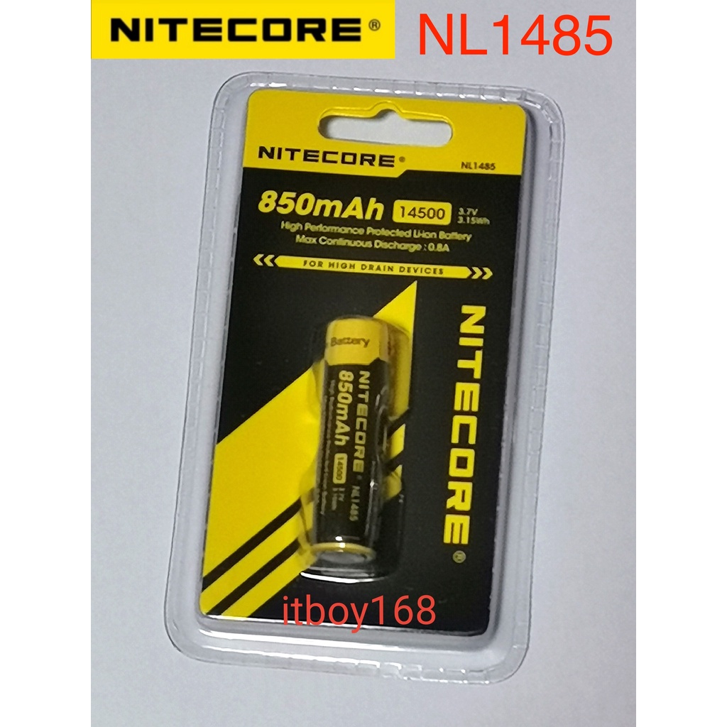NITECORE NL1485 850mAh Rechargeable 14500 Battery