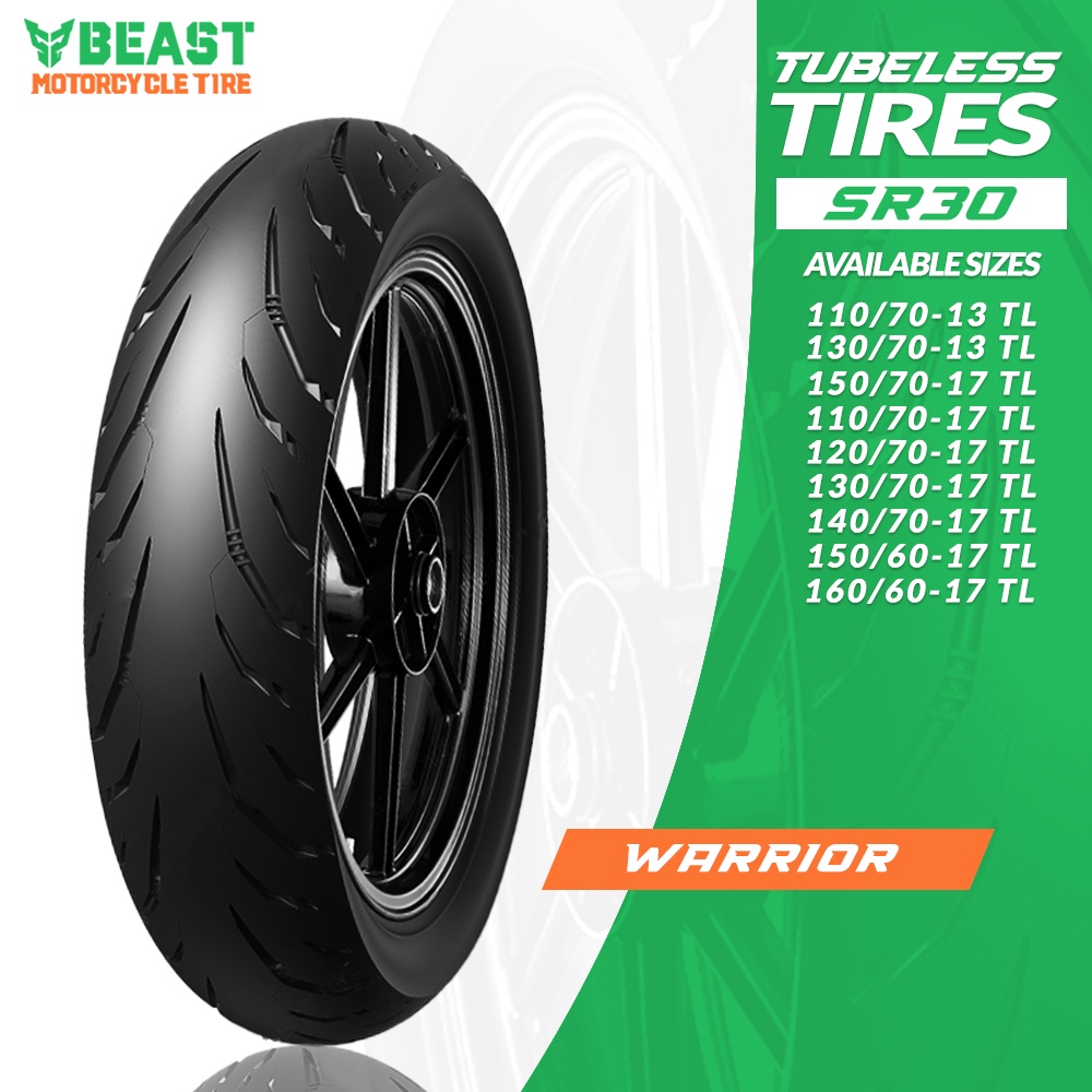 Beast Tire Warrior SR30 R13 and R17 Tubeless Motorcycle Tire for