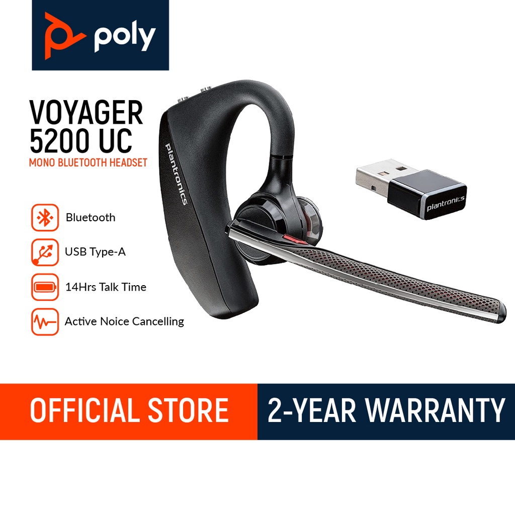 Poly Voyager 5200 UC Mono Wireless Bluetooth Headset BT700 Adapter