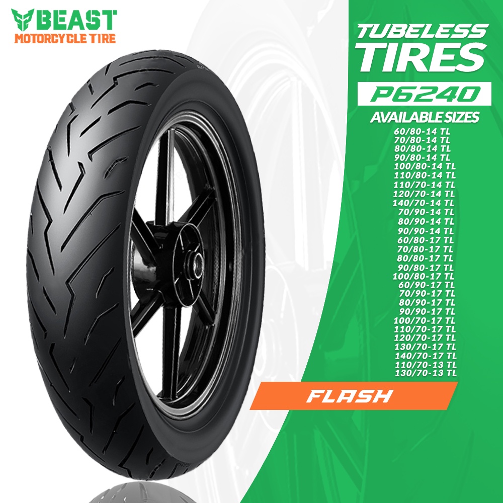 Beast Tire Flash P6240 Tubeless Tire R13 R14 17 Motorcycle Tires