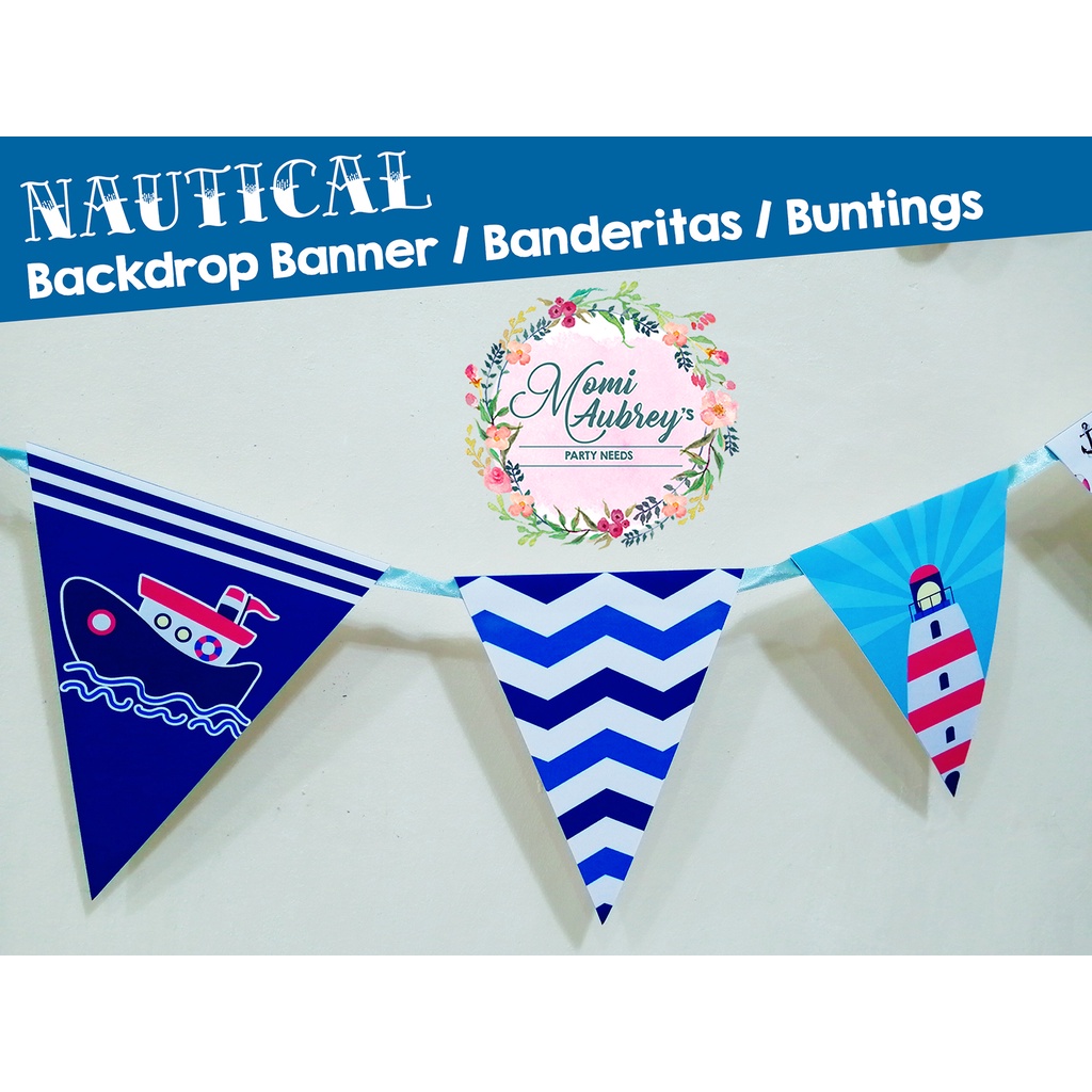 Nautical Theme Party Backdrop Banners / Banderitas / Buntings