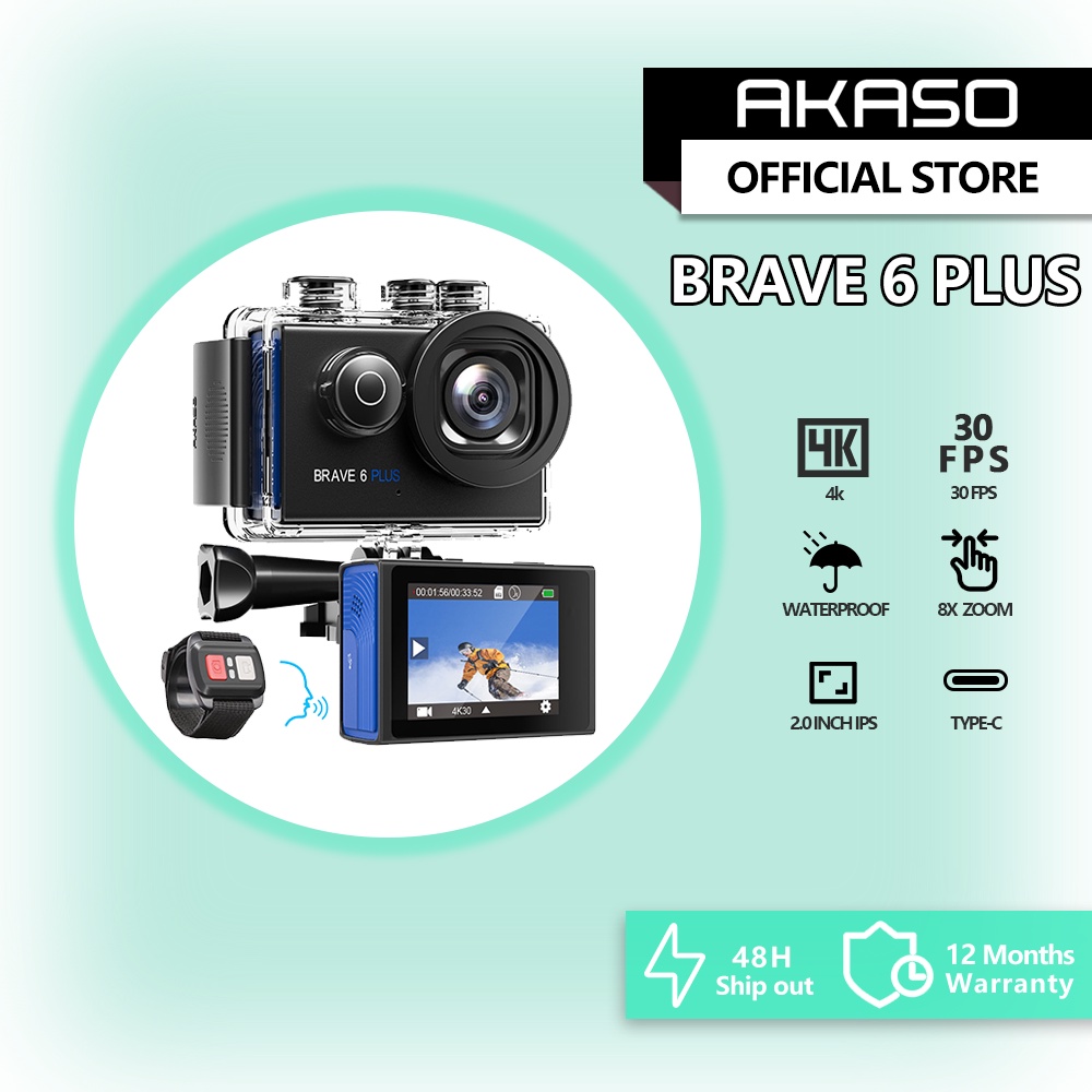 AKASO V50X Native 4K/30fps WiFi Action Camera with 2'' EIS Touch Screen 131  Feet Waterproof Camera Remote Control Sports Camera