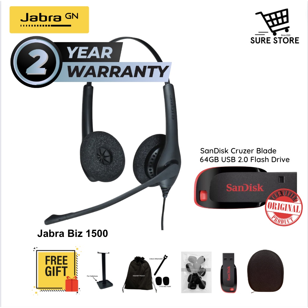 Jabra Biz 1500 Duo USB Headset P/N: 1559-0159 Model: HSC024