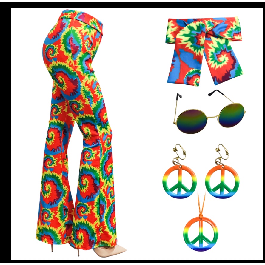 1970's Hippie Bell Bottoms Pants Women's Fancy Dress Hippy Flower Powe –  Ninx Costumes