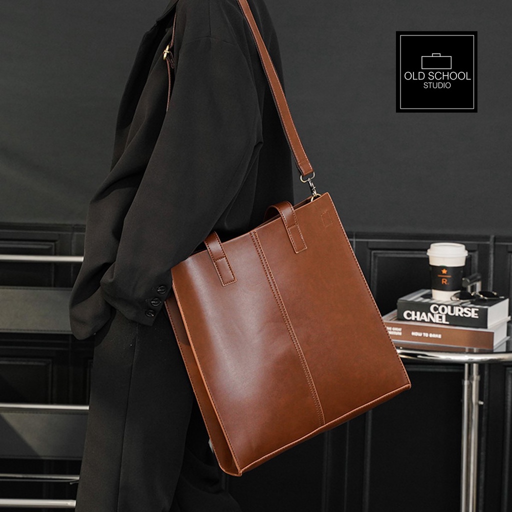 Leather tote bag online for school