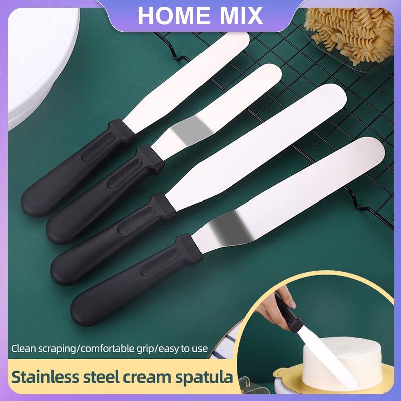 1pc 8-inch Curved Stainless Steel Cake Icing Spatula With Plastic Handle