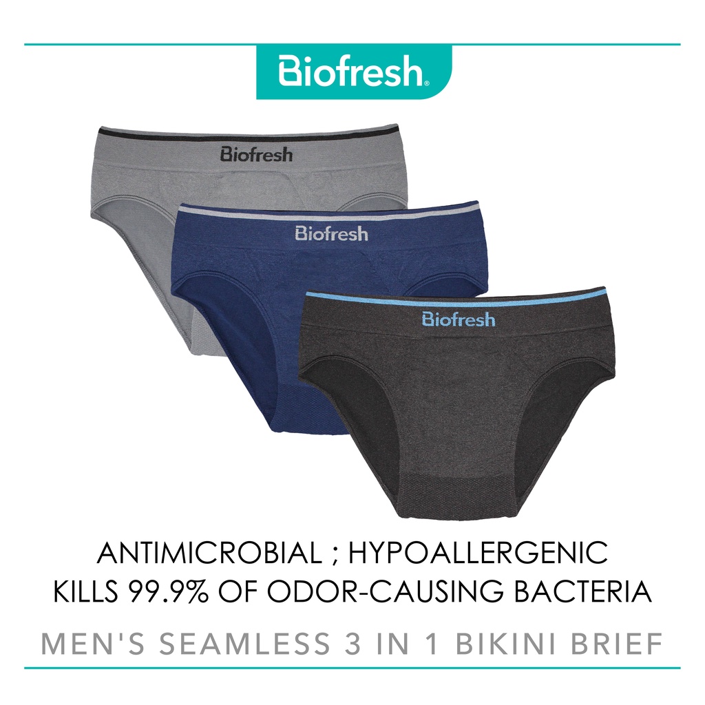 Biofresh Men's Antimicrobial Seamless Bikini Brief 3 pieces in a