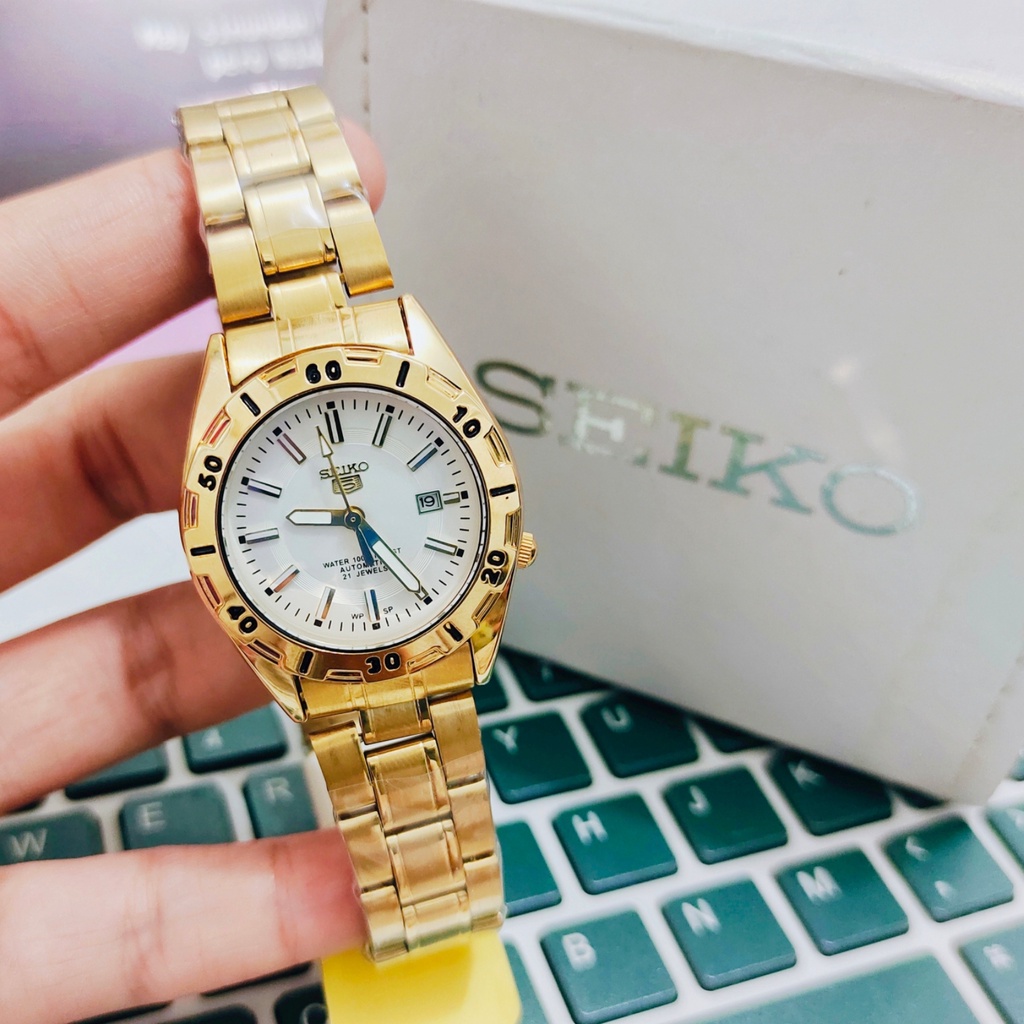 Seiko 5 automatic hot sale gold watch price