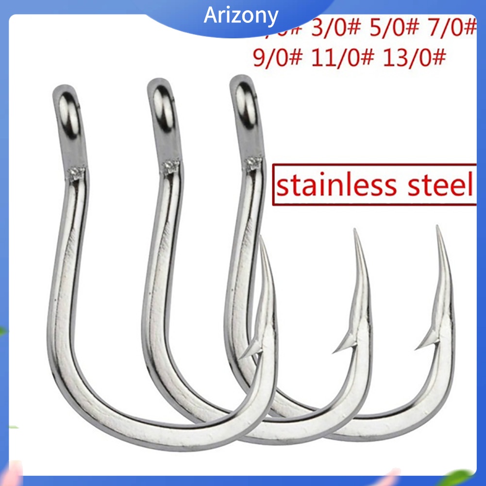 ARIZONY] 5/10Pcs Stainless Steel Sharp Fish Hook Jig Big Fishing Bait  Holder Tackle Tool