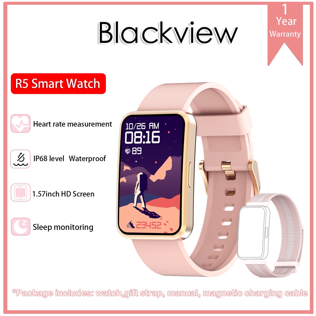 Blackview R5 Bluetooth Smart Watch, 1.57 Inch - Pink