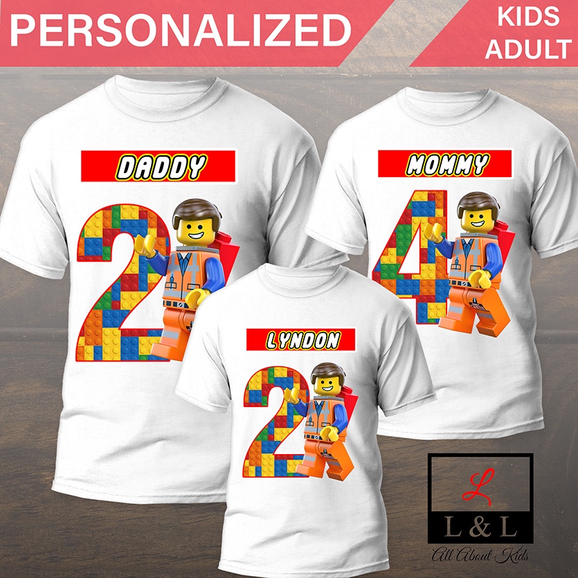 Personalized lego birthday sales shirt