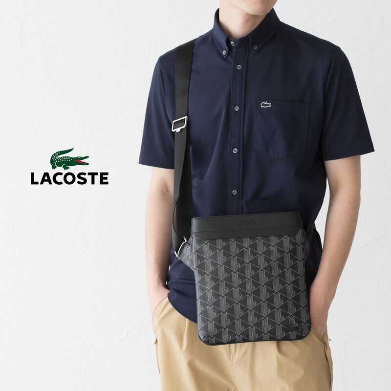 Lacoste Men's The Blend Monogram Print Cross Body Bag