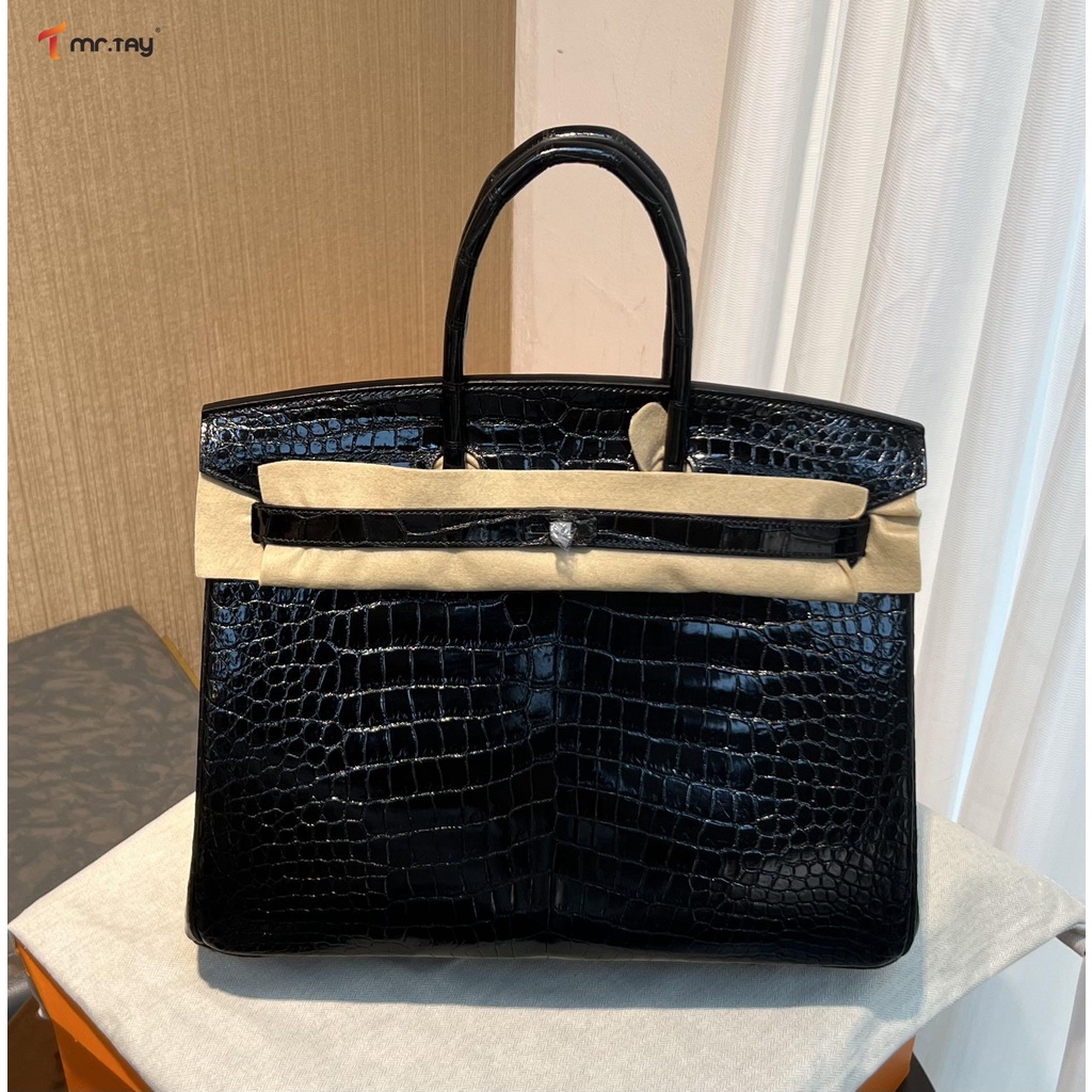 REAL 1:1 FULL HANDMADE Hermes Birkin 25 crocodile matte BLACK GHW