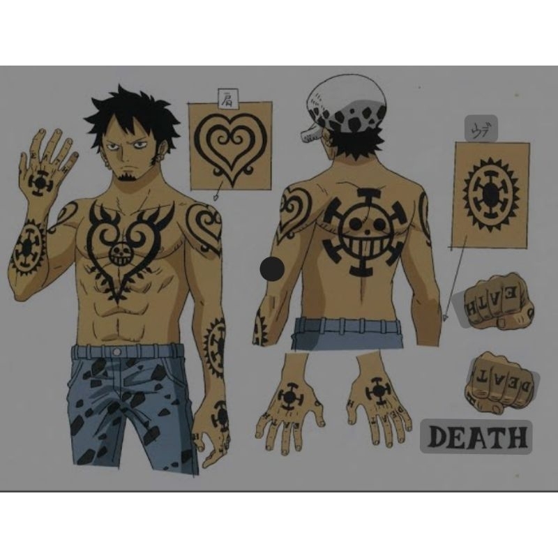  4pcs/set Trafalgar Law Tattoo Anime Cosplay Heart