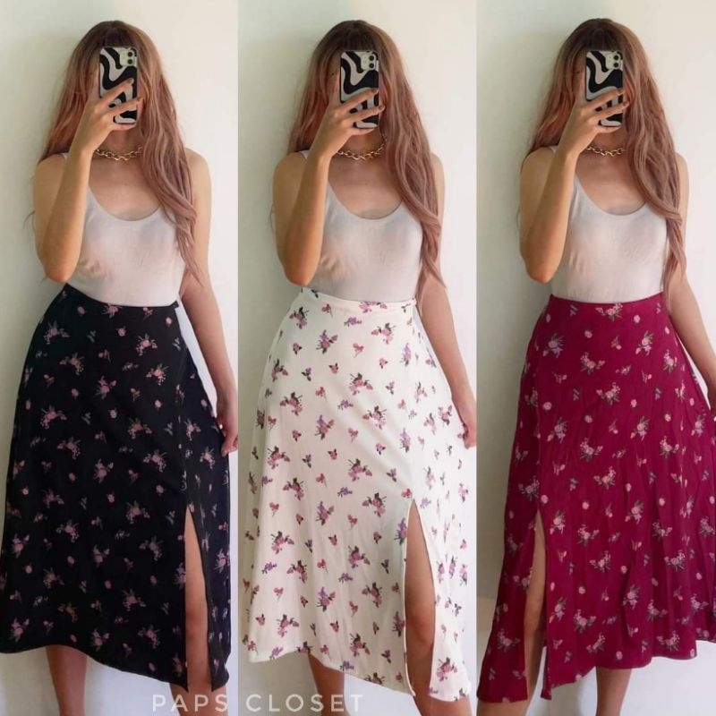 Floral 2025 skirt shopee