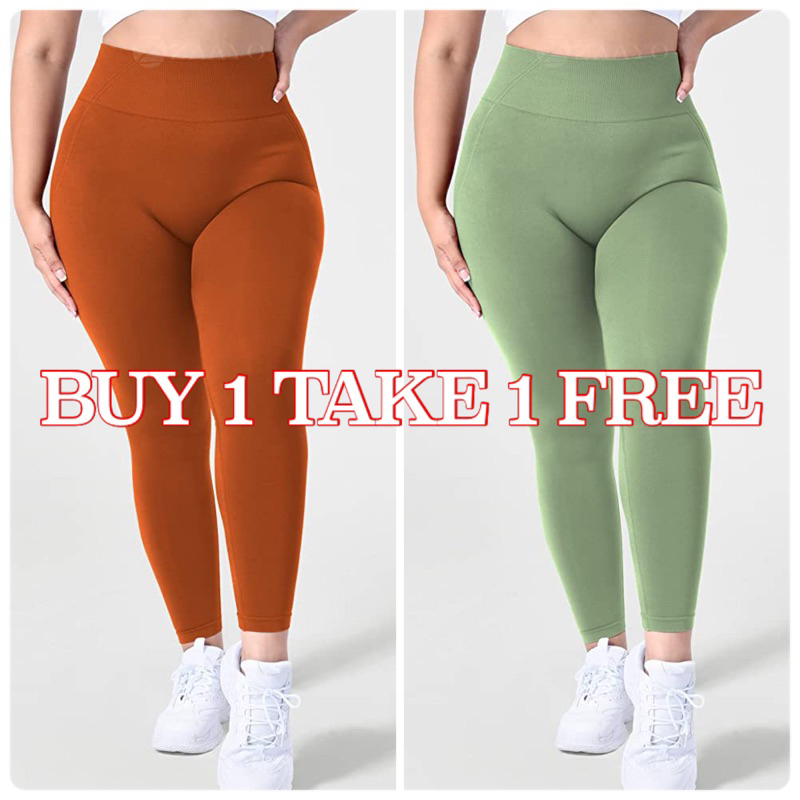 Buy 1 Take 1 ] Plus Size Plain Leggings for Women Large to XXL