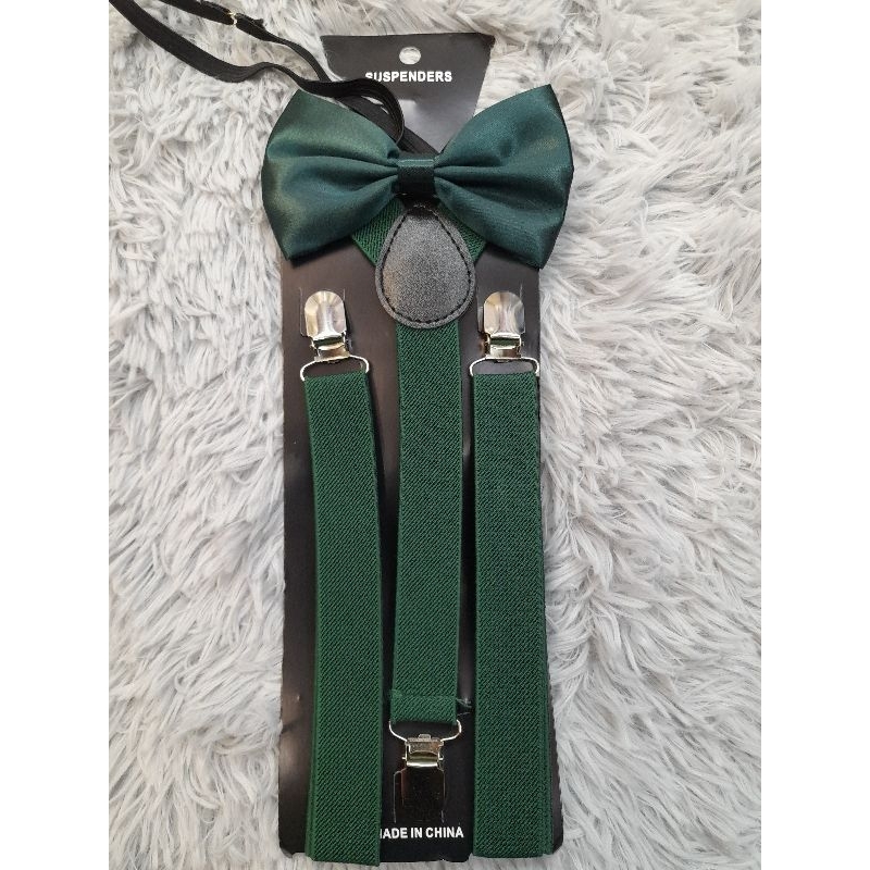 EMERALD GREEN DARK/MOSS GREEN Suspender and bowtie