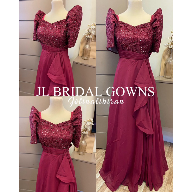 Maroon shop filipiniana dress